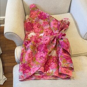 Reverse Pink and Gold Floral Dress